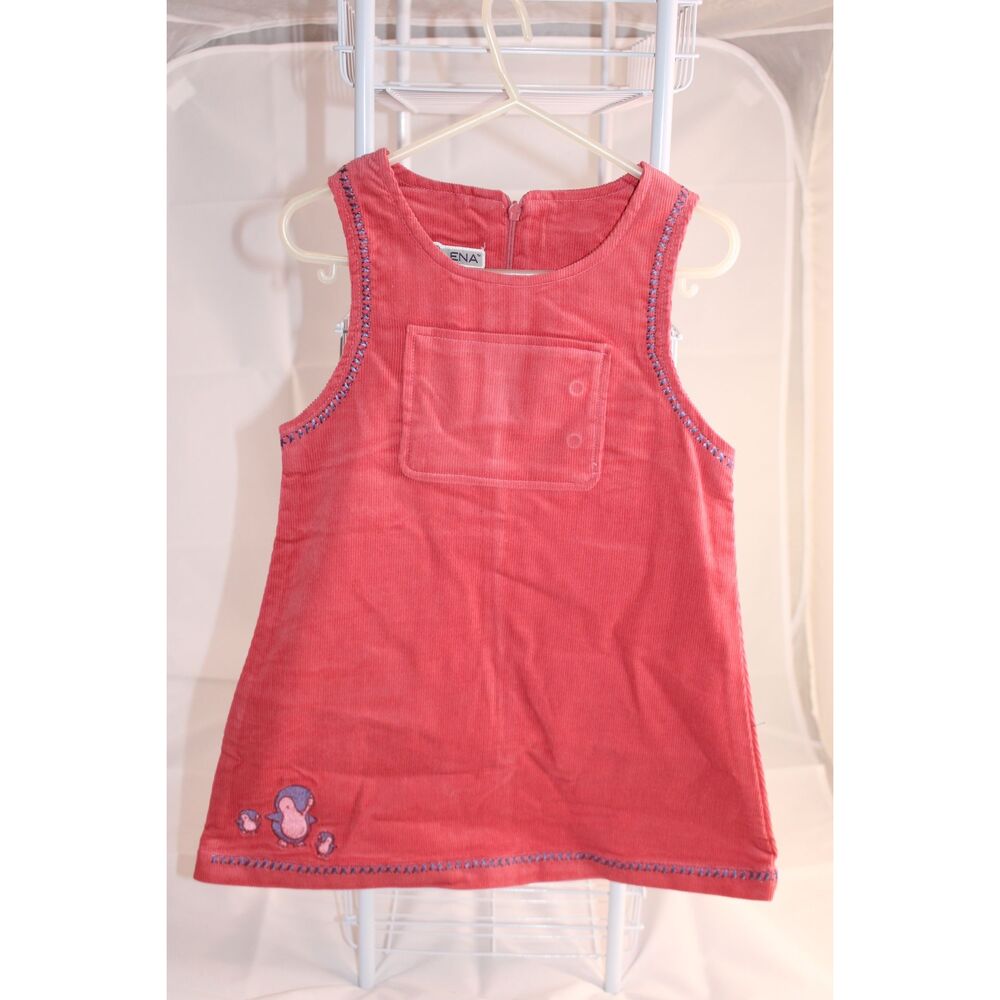 Janie And Jack Girls Red Embroidered Sleeveless Pocket Dress Size 6-12M